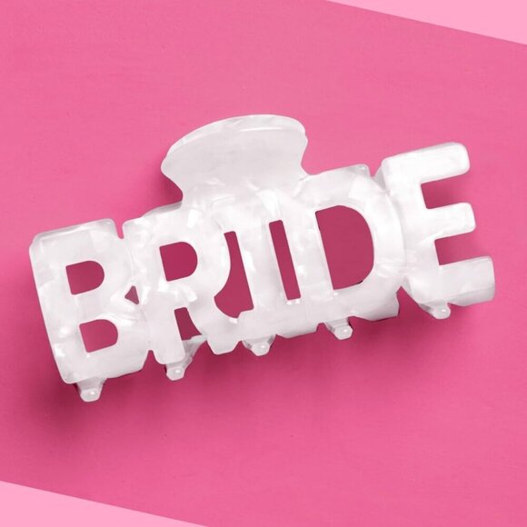 Bride Claw Hair Clip Acrylic White Marble Bridal Bachelorette Gift Accessory main image 4